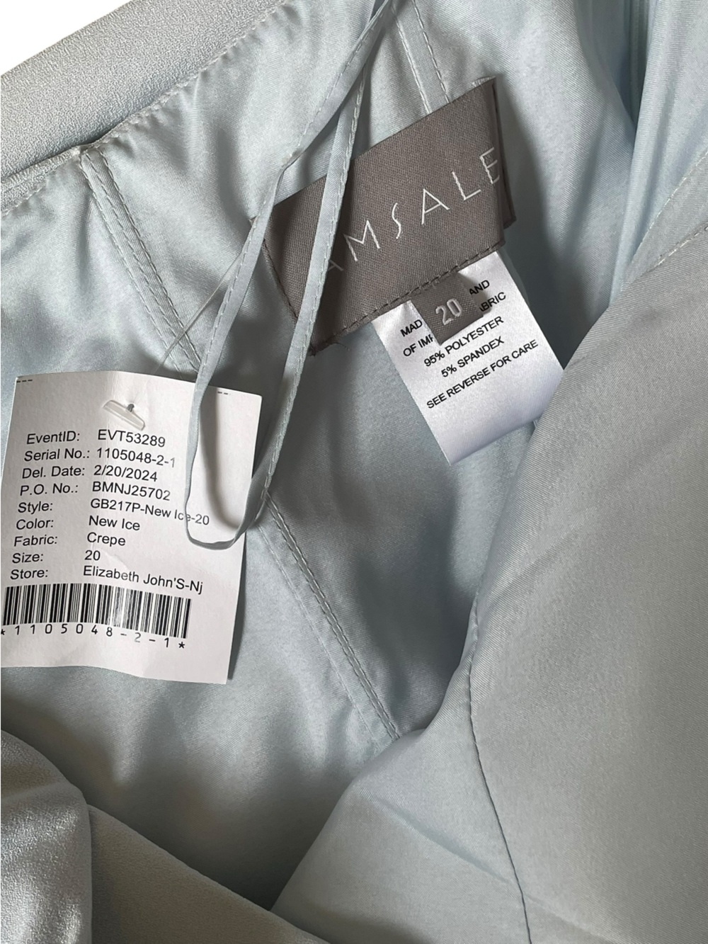 Amsale GB217P Strapless Draped Crepe Gown New Ice Size 20 - Picture 6 of 9